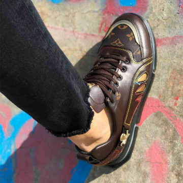 Pantofi sport barbati maro,model premium VRS, cu aplicatii aurii, ISAHAR