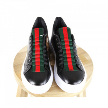 Pantofi sport barbati, negri, cu talpa cusuta, usori si comozi