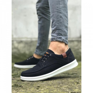 Pantofi sport casual negri, cu siret si talpa din spuma