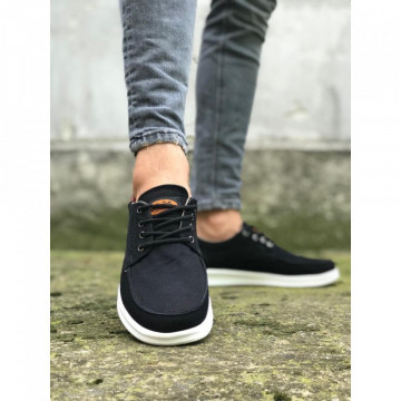 Pantofi sport casual negri, cu siret si talpa din spuma
