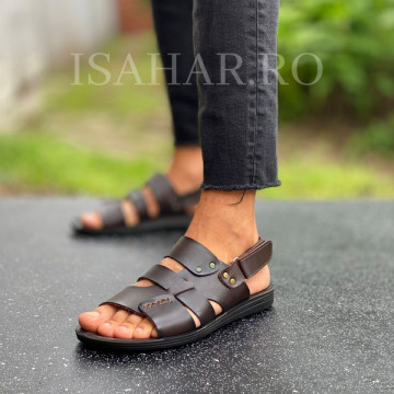 Sandale barbati, casual maro, ISAHAR