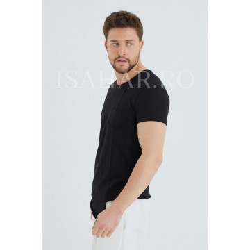 Tricou barbati , negru, simplu, model BREEZY premium, ISAHAR