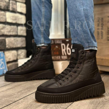 Ghete barbati, negre, model Napoli, casual, ISAHAR