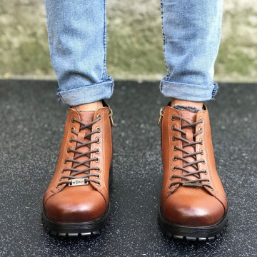Ghete barbati piele naturala, model casual, interior imblanit