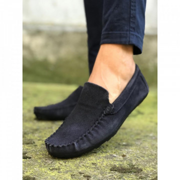 Mocasini barbati, bleumarin, foarte usori si comozi, din PIELE NATURALA, ISAHAR
