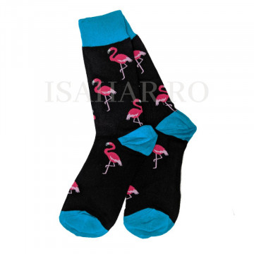 Sosete din bumbac premium, model flamingo roz , calitate superioara, ISAHAR