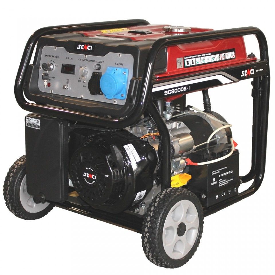 Generator de curent Senci SC-8000E, 7000W, 230V - AVR inclus, motor benzina cu demaraj electric