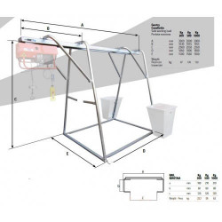 Stand metalic cu sina suport pt. Electropalane pana la 1000kg IORI-CAV1000