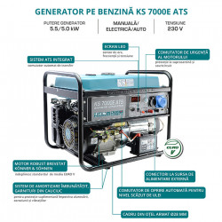 Generator de curent 5.5 kW, KS 7000E-ATS - Konner and Sohnen