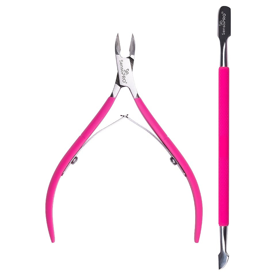Set manichiura / pedichiura cleste unghii si instrument cuticule sensopro milano, pink