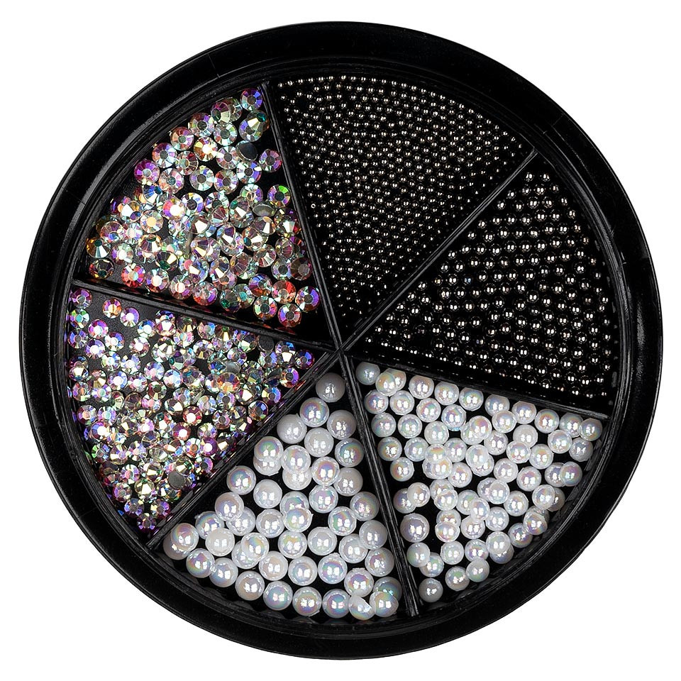 Strasuri unghii luxorise, royal silver & black