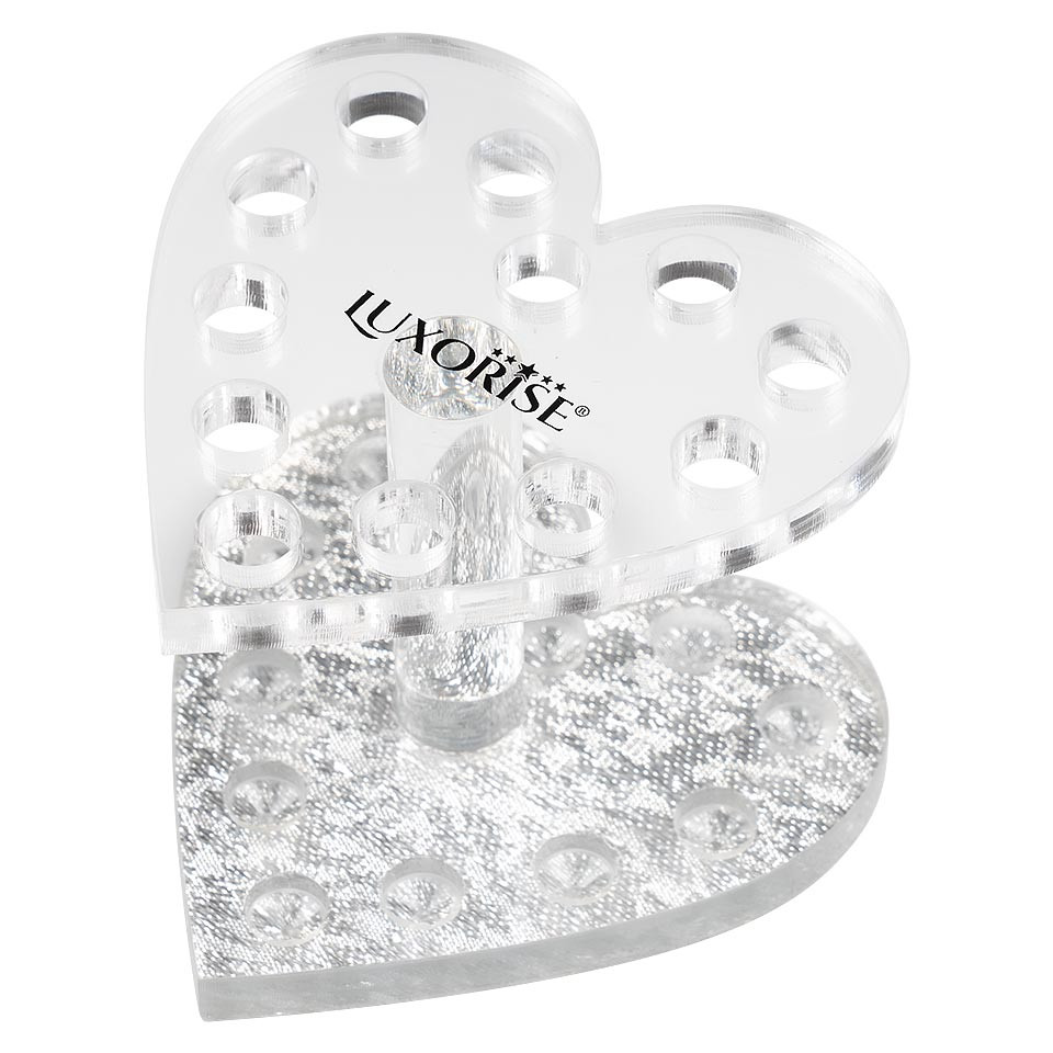 Suport pensule unghii si ustensile manichiura Silver Heart LUXORISE, 12 sloturi