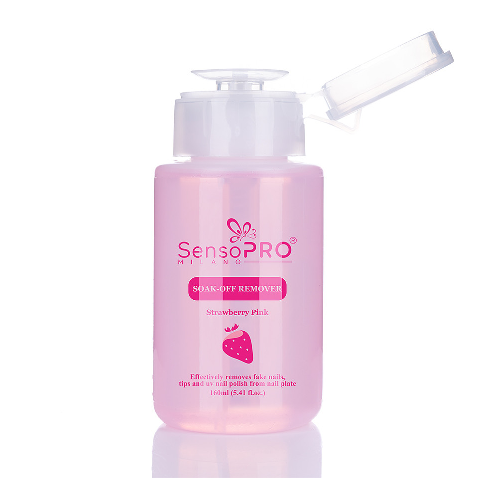 Soak Off Remover SensoPRO Milano Strawberry – Indepartare gel, oja semipermanenta, tipsuri, 160 ml