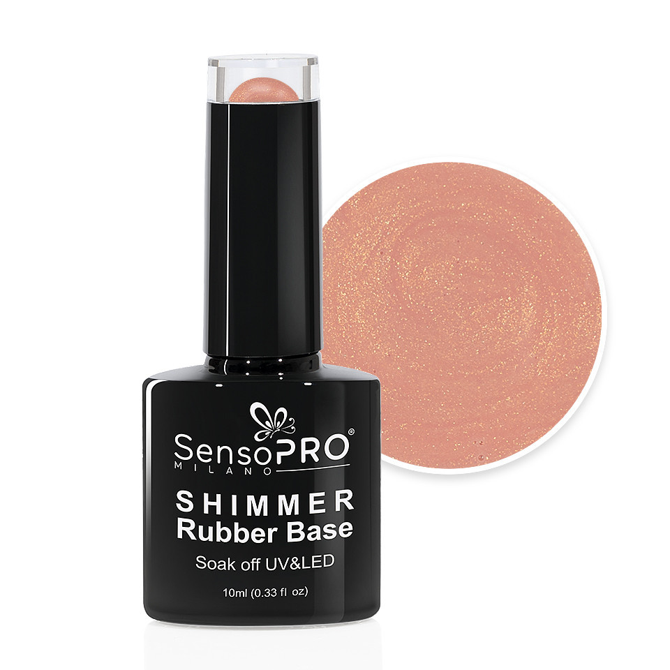 Shimmer Rubber Base SensoPRO Milano – #09 Irresistible Nude Shimmer Gold, 10ml