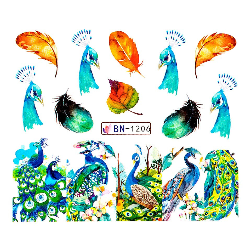 Tatuaj unghii luxorise peacock style, bn-1206