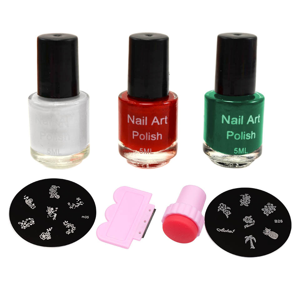 Set stampila unghii cu matrite si oja speciala pretty nails