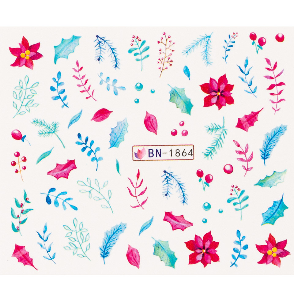 Tatuaj unghii luxorise christmas leaves, bn-1864