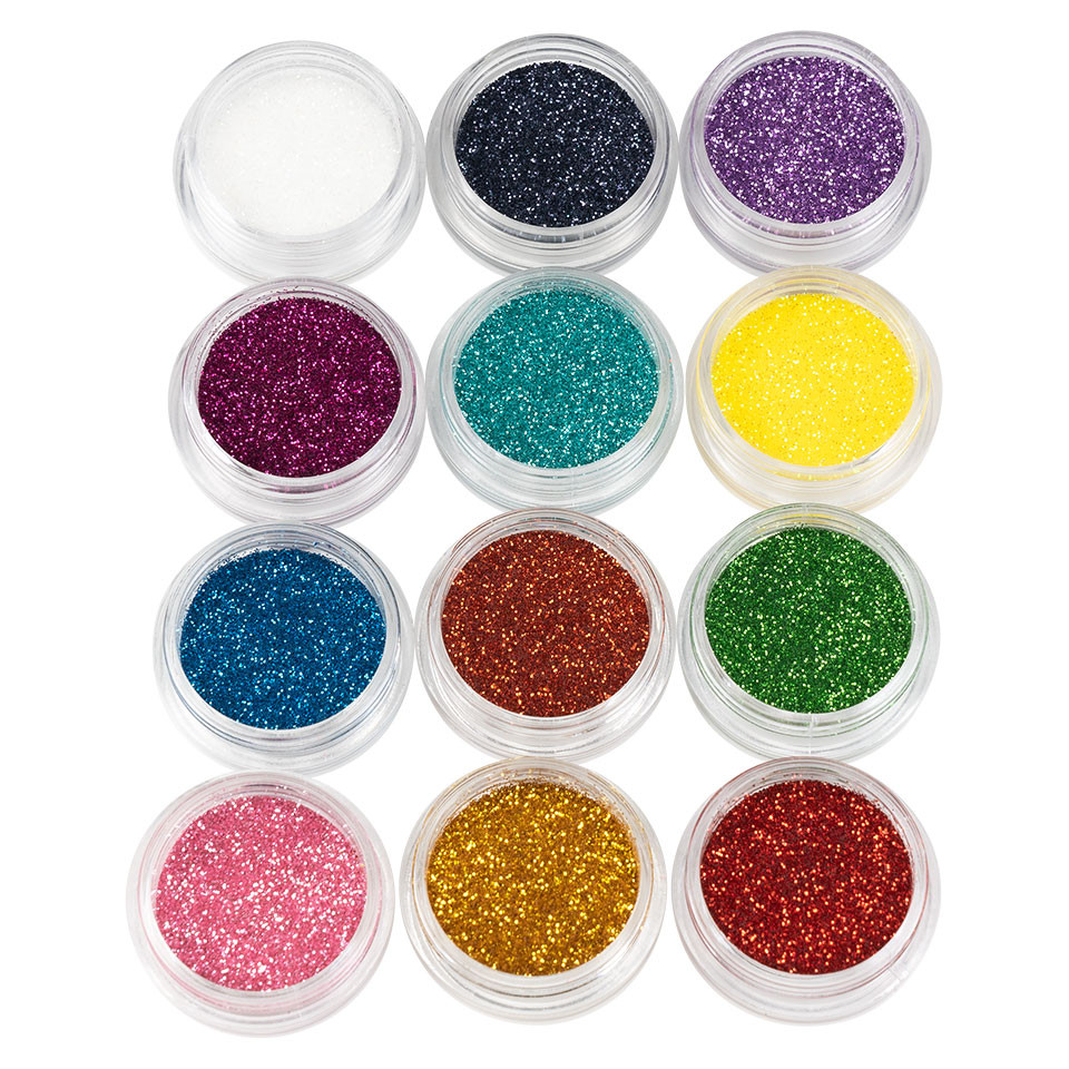 Sclipici unghii pulbere sensopro milano, beauty colours - set 12 bucati