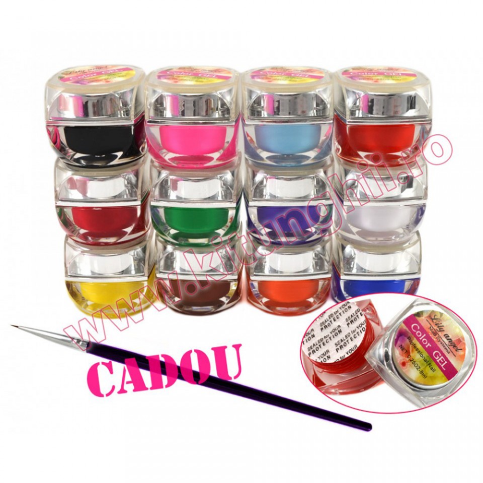 Set 12 geluri UV Color Lily Angel, set gel UV Color + CADOU