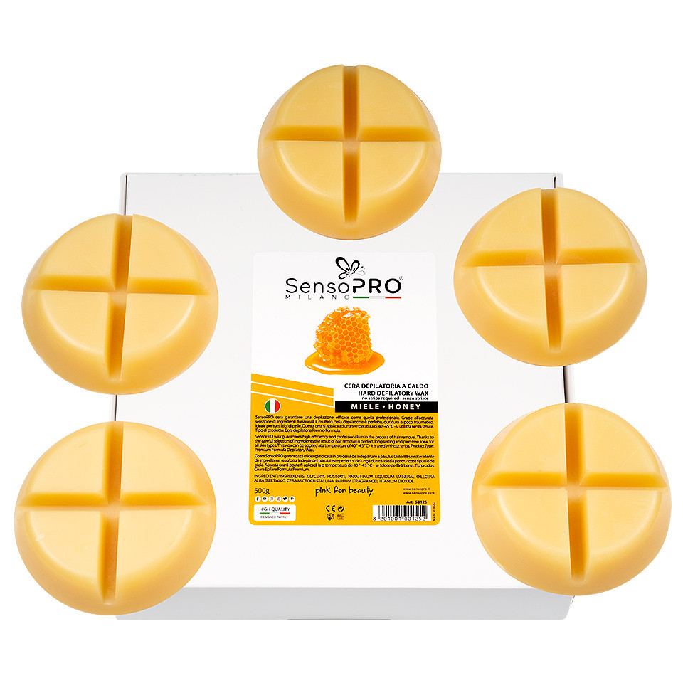 Ceara Epilat Elastica Refolosibila SensoPRO Milano - Honey Hard Round Wax, 500g