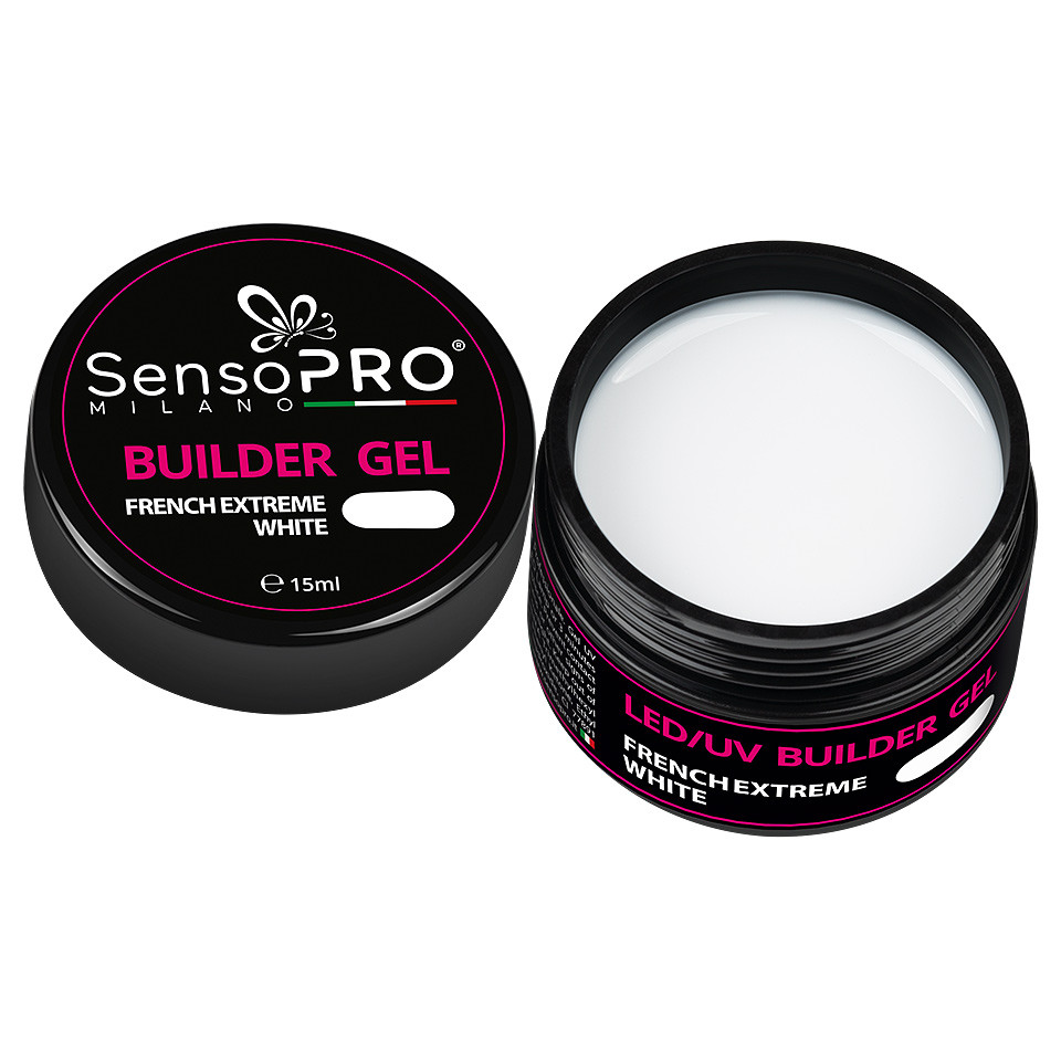 Gel Constructie Unghii SensoPRO Milano 15 ml - French Extreme White