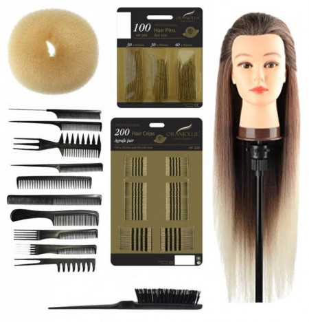 Set cap practica manechin Valeria Ombre cu ace agrafe coc exersat coafuri impletituri salon frizerie
