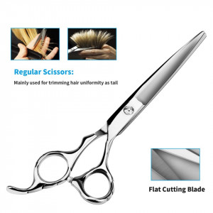 Foarfeca de tuns si filat profesionala set 2 bucati Bankok 6" cu geanta depozitare, piepten, brici metalic pentru frizerie coafor salon