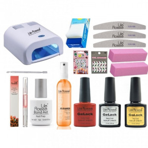 KIT Complet unghii false manichiura cu LAMPA UV si oje semipermanente K002