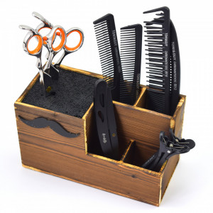 Organizator frizerie Ardette, lemn, suport pentru foarfeci salon barber