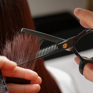 Set foarfece de tuns si filat Nirvana 6" negru cu geanta depozitare, pelerina pentru frizerie coafor salon