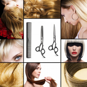 Set foarfece de tuns si filat Nirvana 6" negru cu geanta depozitare, pelerina pentru frizerie coafor salon