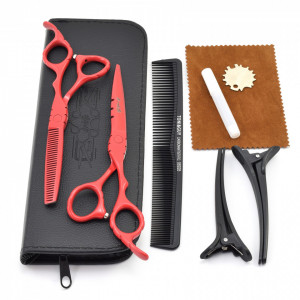 Set profesional foarfeca de tuns si filat Ardette model Opax04 cu gentuta si piepten carbon pentru frizerie salon coafor