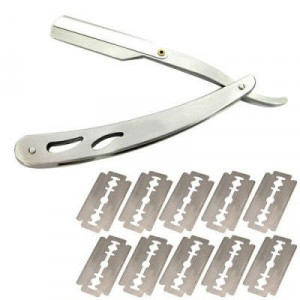 Brici profesional frizer inox otel inoxidabil cu 10 lame barba tuns