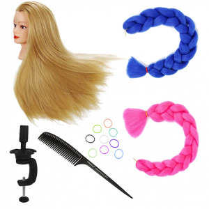 Set cap practica manechin Laura cu extensii colorate pentru exersat coafuri impletituri salon frizerie
