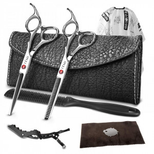 Set foarfeca de tuns si filat OttO 6" cu geanta depozitare, clama, brici, manta pentru frizerie coafor salon