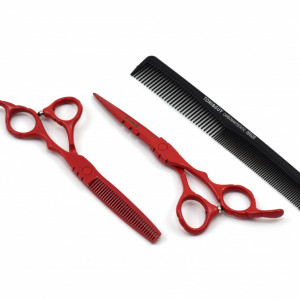 Set frizerie coafor Ardette model Opax01 cu 11 piese cu foarfeca de tuns si filat, pelerina, pamatuf, pulverizator, piepten si etui