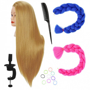 Set cap practica manechin Laura cu extensii colorate pentru exersat coafuri impletituri salon frizerie