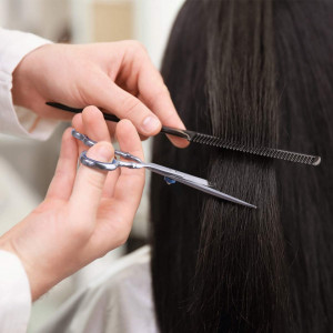 Foarfeca de tuns si filat profesionala set 2 bucati Sunset 6" cu gentuta depozitare, piepten, clame metalice pentru frizerie coafor salon