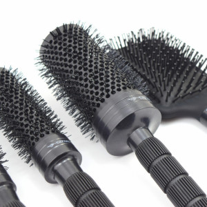 Set perii de par Ghepard, SK4GR, 4 bucati, nano ceramice, negre, rotunde, antistatice, pentru frizerie coafor