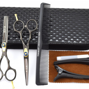Set profesional foarfeca de tuns si filat Ardette model Adelaide marime 5.5" cu gentuta si piepten carbon pentru frizerie salon coafor