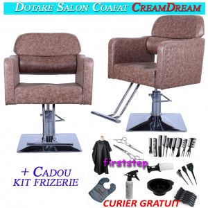 Kit dotare salon 2 scaune frizerie coafor dotari mobilier saloane CreamDream