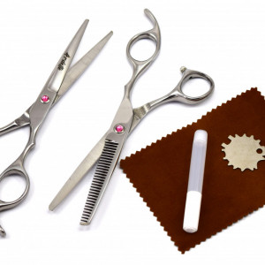 Set foarfeca de tuns si filat Ardette Fabio03 marime 6" si pieptan carbon clame pentru frizerie salon