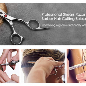 Set foarfeca de tuns si filat OttO 6" cu geanta depozitare, clama, brici, manta pentru frizerie coafor salon