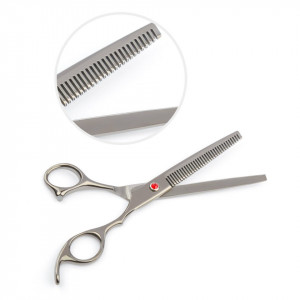 Set profesional foarfeca de tuns si filat Troy marime 6" cu geanta, brici metalic si piepteni pentru frizerie salon coafor