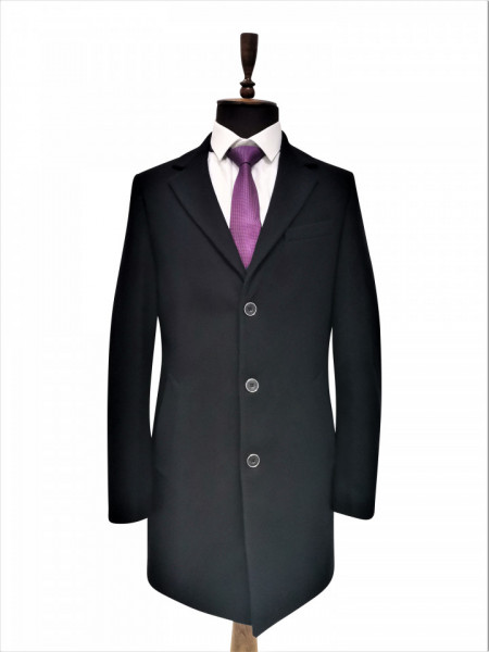Palton negru slim fit 