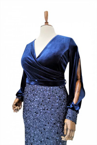 Rochie de ocazie din catifea albastra