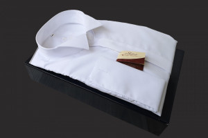 Camasa alba de butoni cu guler pentru papion Amadeo