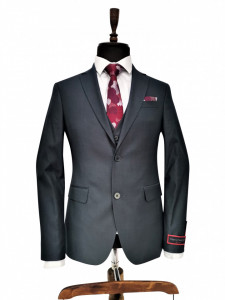 Costum barbati slim fit Fergus gri inchis