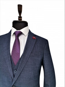 Costum gri-bleu slim fit