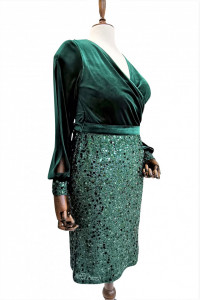 Rochie de ocazie din catifea verde